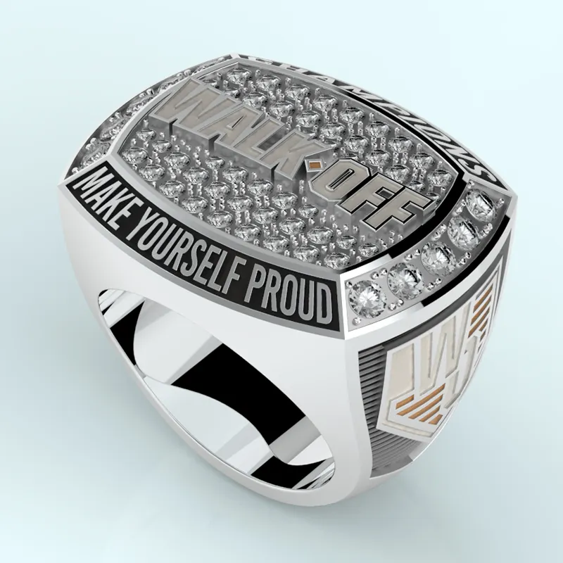 Anillo de campeonato deportivo de fútbol juvenil personalizado en 3D al por mayor, anillo de campeón con número de nombre personalizado