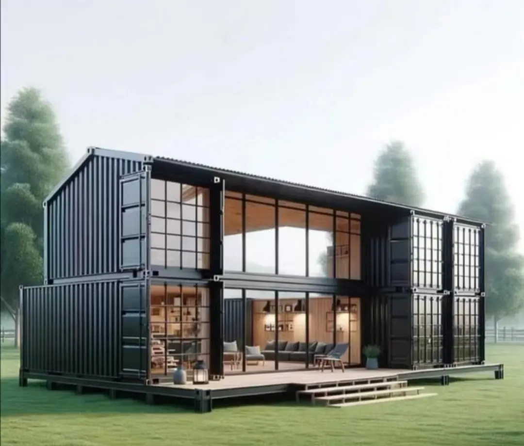 Construction modulaire de cabanes et de villas en bois pour maisons mobiles préfabriquées à toit pointu