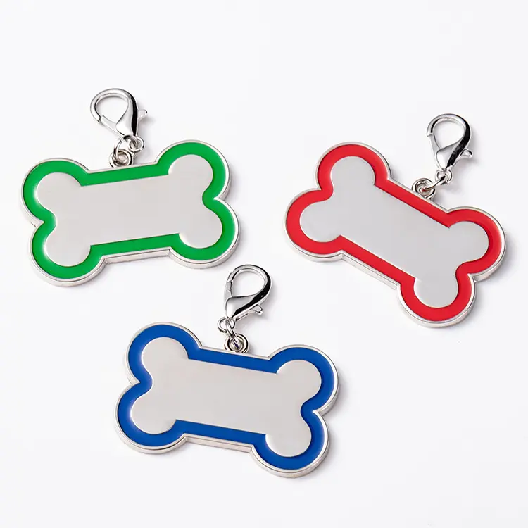 Haute qualité personnalisé laser gravé logo métal étiquette de chien pendentif os étiquette d'identification pour animaux de compagnie