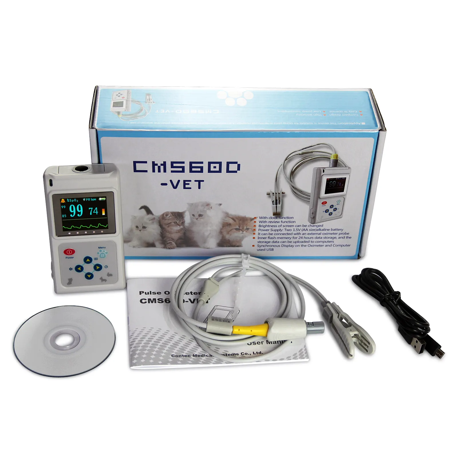 CONTEC CMS60D-VET 애완 동물 수의 소형 맥박 산소 농도체 동물성 맥박 산소 농도체