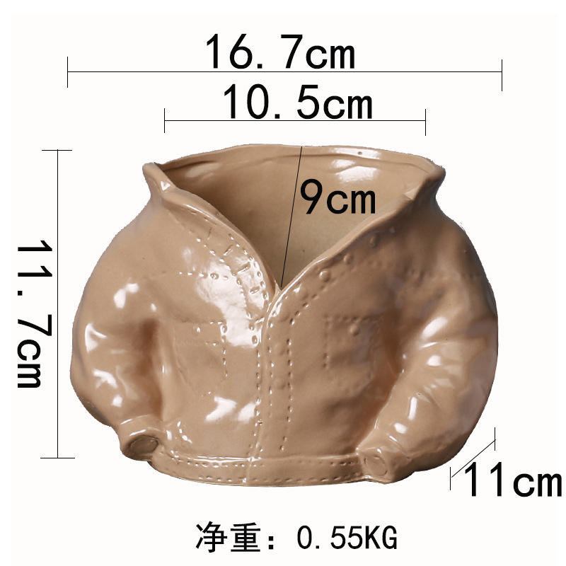 Pot de fleurs en denim marron