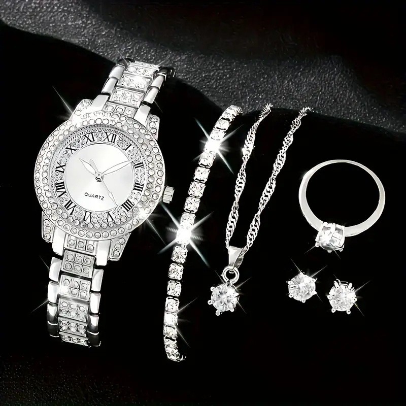 Petite montre en argent + ensemble zircon à une rangée en argent (sans boîte)