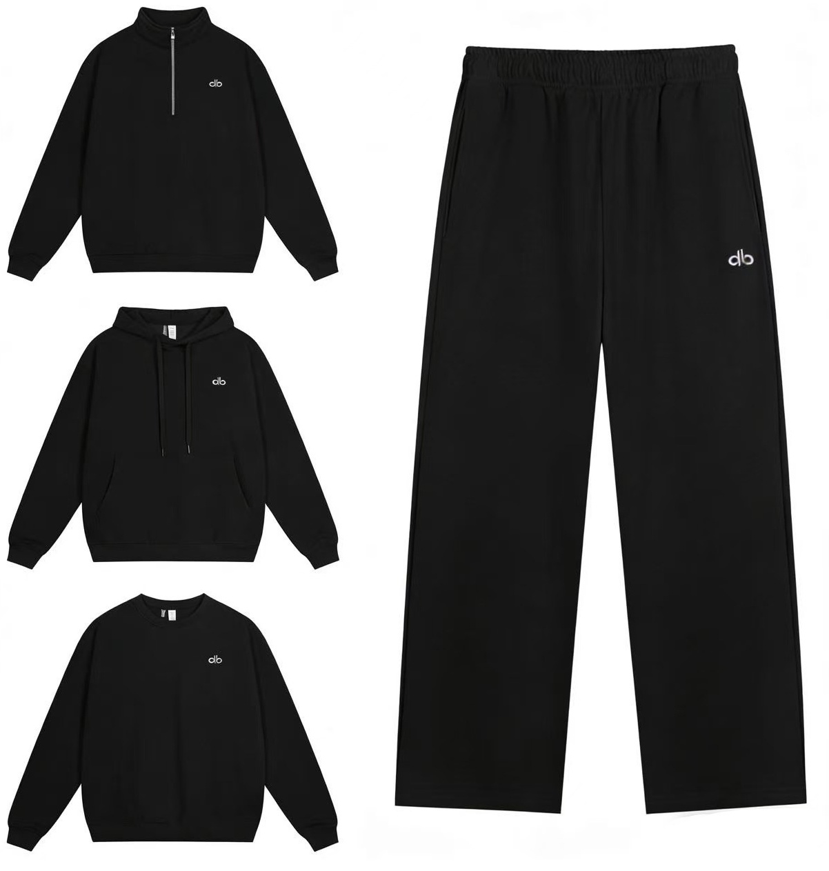 Pantalon à capuche noir + pantalon droit