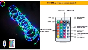 Cadena de lámpara de alambre de cobre LED de 16 colores IP65 impermeable iluminación decorativa de Navidad batería Control remoto para patio al aire libre - Product Image 6