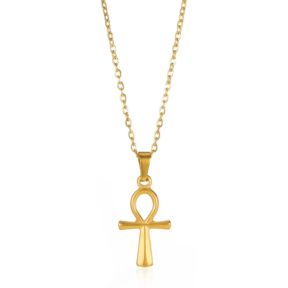 Gioielli spirituali placcato in oro egiziano ankh collana semplice teardrop egiziano croce della vita gioielli donna collana personalizzata