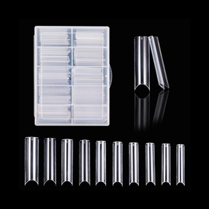 200 Pcs C Curve Nail <strong>Tips</strong> Half Cover Acrylic Clear Nail <strong>Tips</strong> Extra Long Straight Square Nail <strong>Tips</strong> - Product Image 1