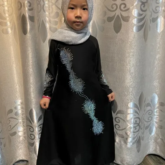 Abaya-ropa islámica para niñas, vestidos pequeños con diamantes de imitación, ropa de oración, abayas YM183