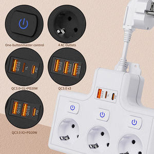 New <strong>EU</strong> Type Electric Power Strip <strong>Multi</strong> Wall Socket <strong>Adapter</strong> 3 Sockets <strong>Output</strong> Ports <strong>with</strong> USB Ports <strong>Plug</strong> Extension Board - Product Image 4