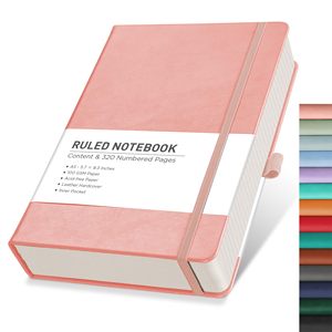 Quaderni Journaling A5 a righe quaderno con 192 pagine numerate diari per la scrittura di quaderni per il lavoro in pelle rigida - Product Image 1