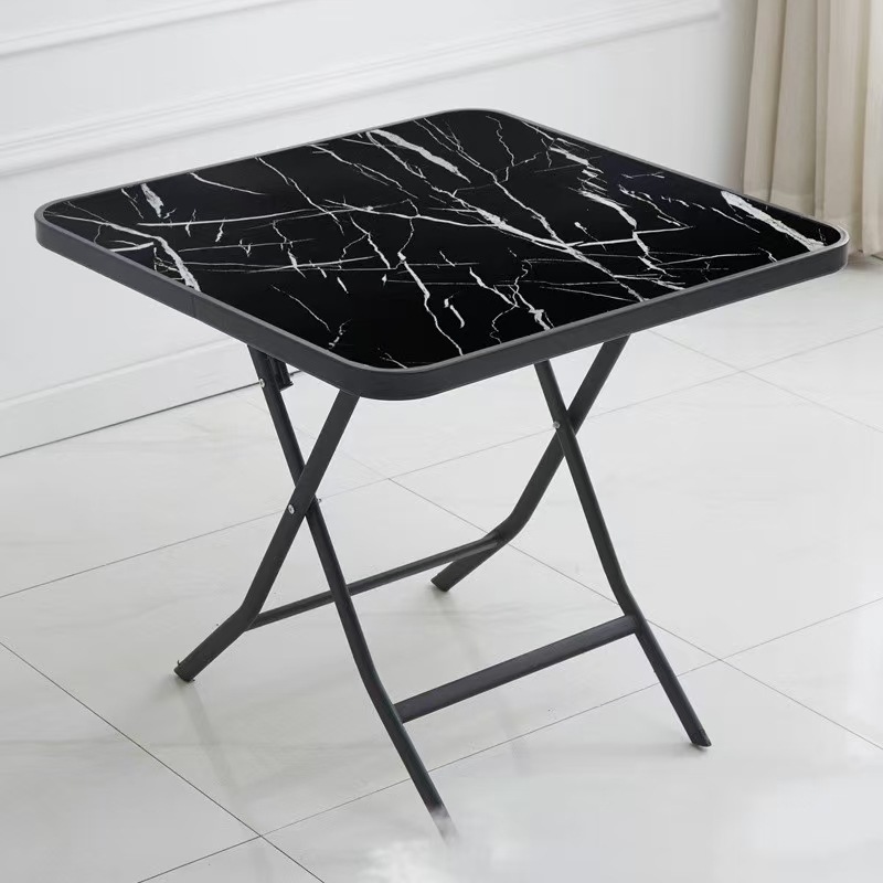 Square table with black marble pattern
