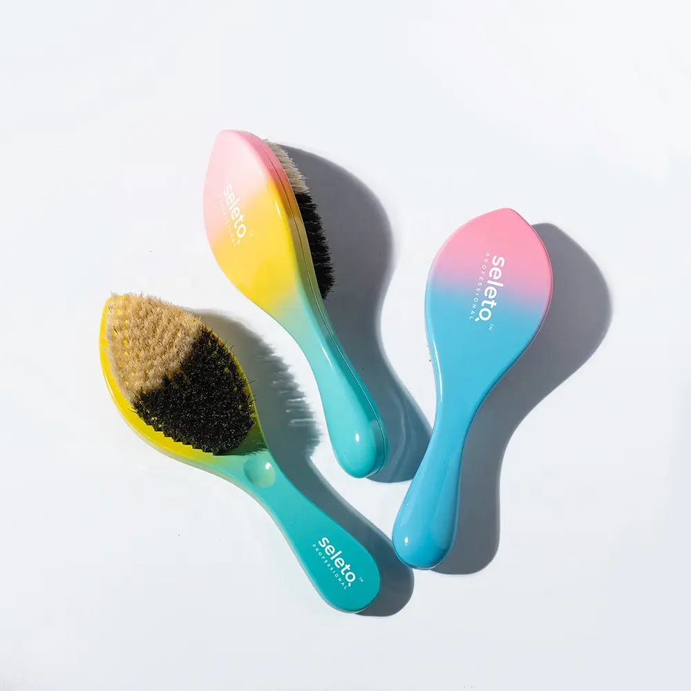 Kunststoff Gradient 360 Wave Brush für Friseur Two Tone Boar Borste Wave Brush Bart