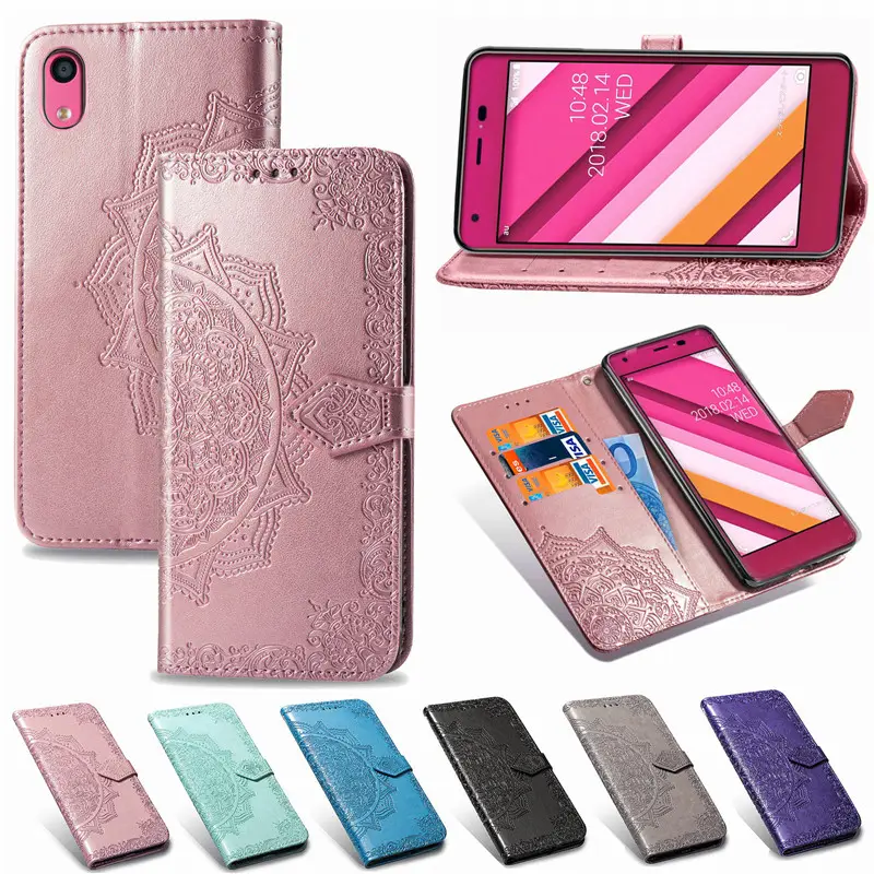 京セラカシオ用エンボスデザインレザーケース4KYV47 3 KYV43 One S8 G04 KYV46 Qua Phone QZ KYV44 Filp Wallet Book Cover