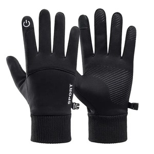 Negro invierno cálido dedos completos impermeable ciclismo deportes al aire libre correr motocicleta esquí pantalla táctil guantes de lana - Product Image 1