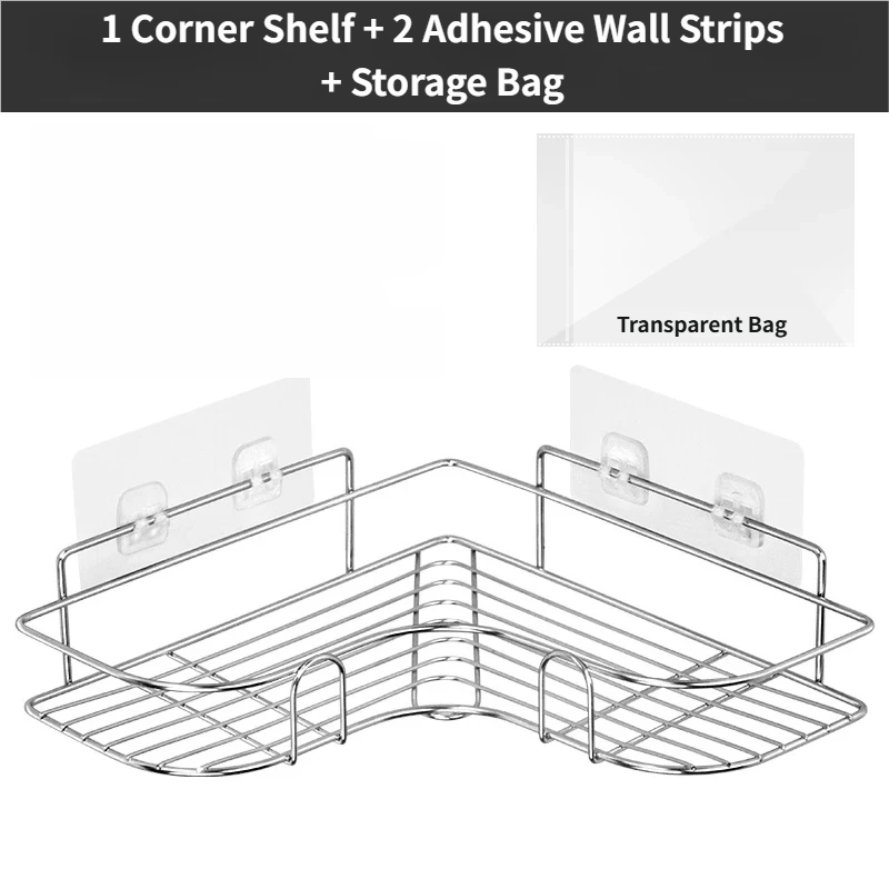 Mensola angolare nera-1 + 2 strisce adesive da parete + custodia