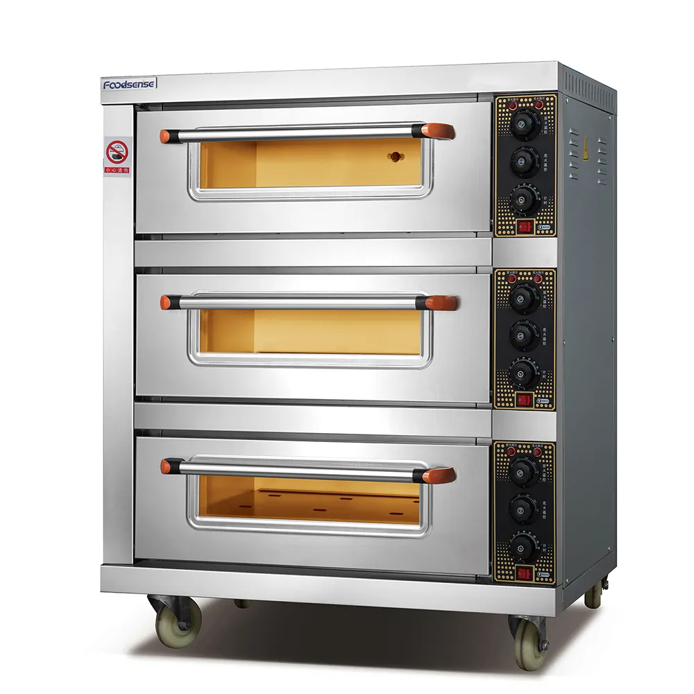 Diskon Besar 3-Deck 6-Tray Dapur Koki Baja Nirkarat Kaca Elektrik untuk Mesin Pizza Pengeringan Oven/Peralatan Memanggang Roti