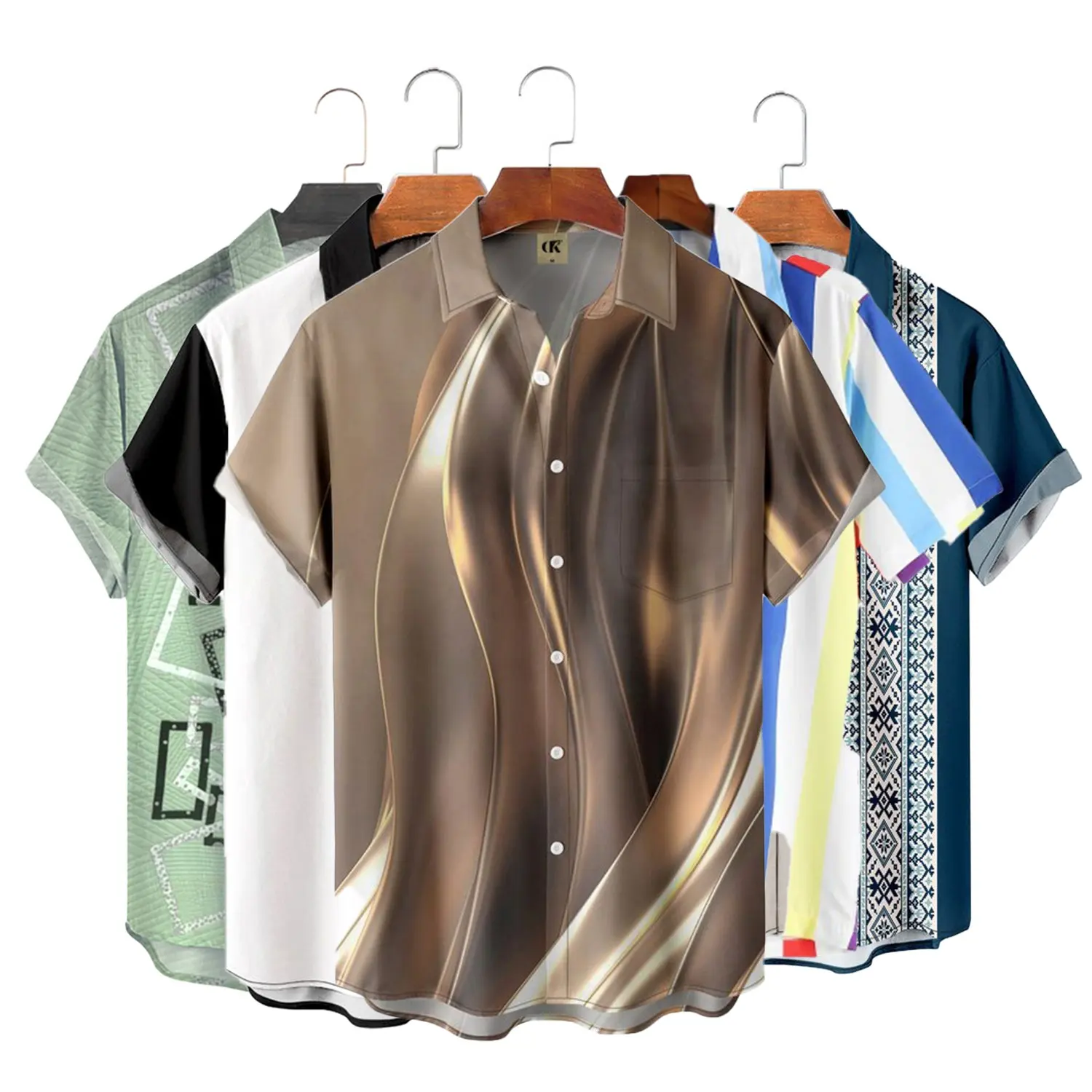 Camiseta de poliéster masculina, camiseta com design de moda para o verão, estilo havaiano, para homens