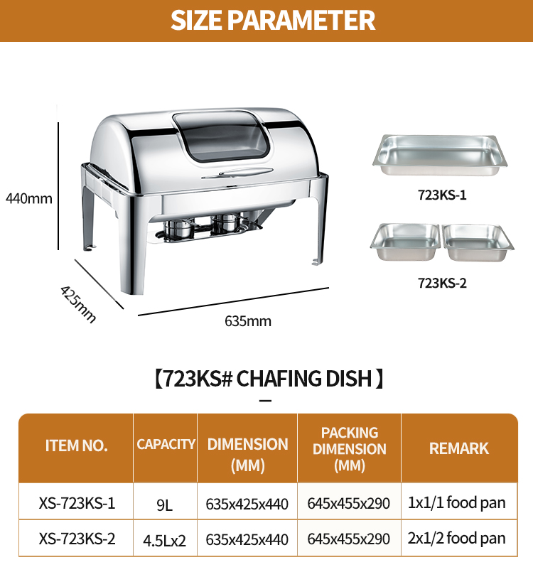 Oblong Buffet economic Round gold 8 quart chafing dish  lid golden  9l  roll top chafing dish