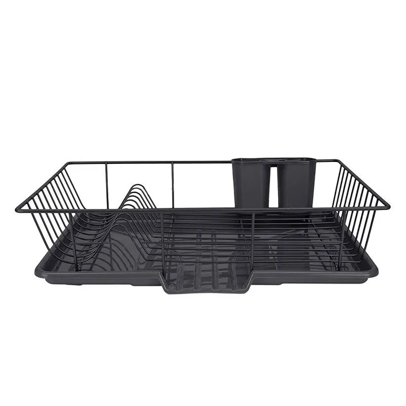 Kitchen Storage & Home Decor Accessory Plate Tray & Utensil Holder Metal & Plastic Dish Drainer Shelf Rack