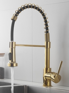 キッチンと洗面器用の豪華なブラッシュドゴールドデザイナー蛇口セット壁掛け滝 - Product Image 2