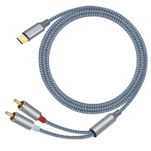 HIFI USB C/Type-C macho a 2 macho RCA Y Splitter Audio Stereo Cable para teléfono móvil a amplificador de altavoz - Product Image 2