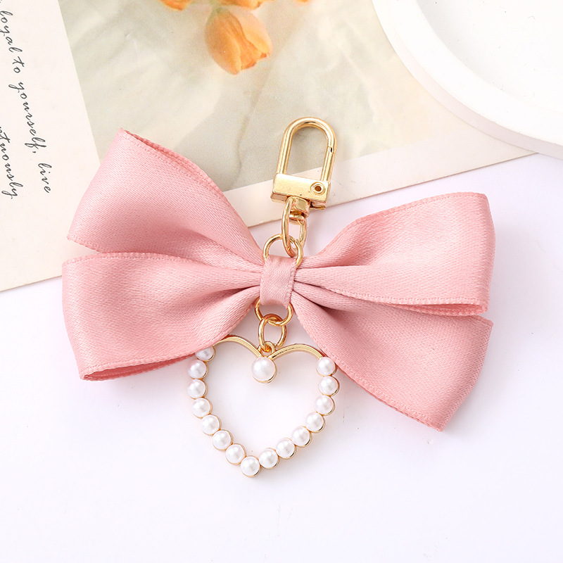 K4590 pearl love bow pendant pink