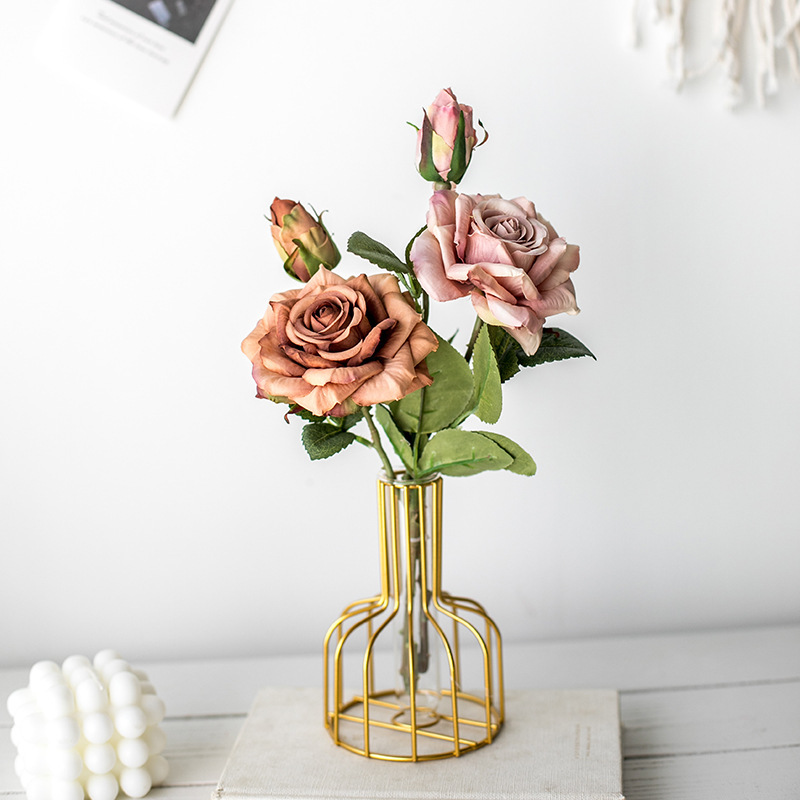 Vase à fleurs en tube à essai rose champagne marron