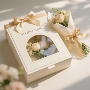 Benutzer definierte Jubiläen Geburtstag Verpackungs ordner Benutzer definiertes Logo Transparente Blumen Geschenk box mit Fenster zum Valentinstag