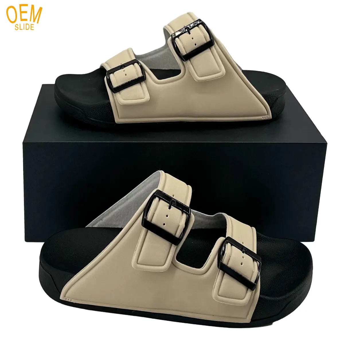 Venta al por mayor de cómodas zapatillas casuales para las señoras Flip Flop Mens Designer Sliders Eva Rubber Shoes Double-Buckle Slides Slippers