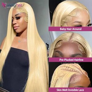 Pre spennata biondo 613 capelli lisci parrucca senza collante 13x6 hd frontale Vietnames capelli grezzi capelli umani pizzo anteriore per le donne
