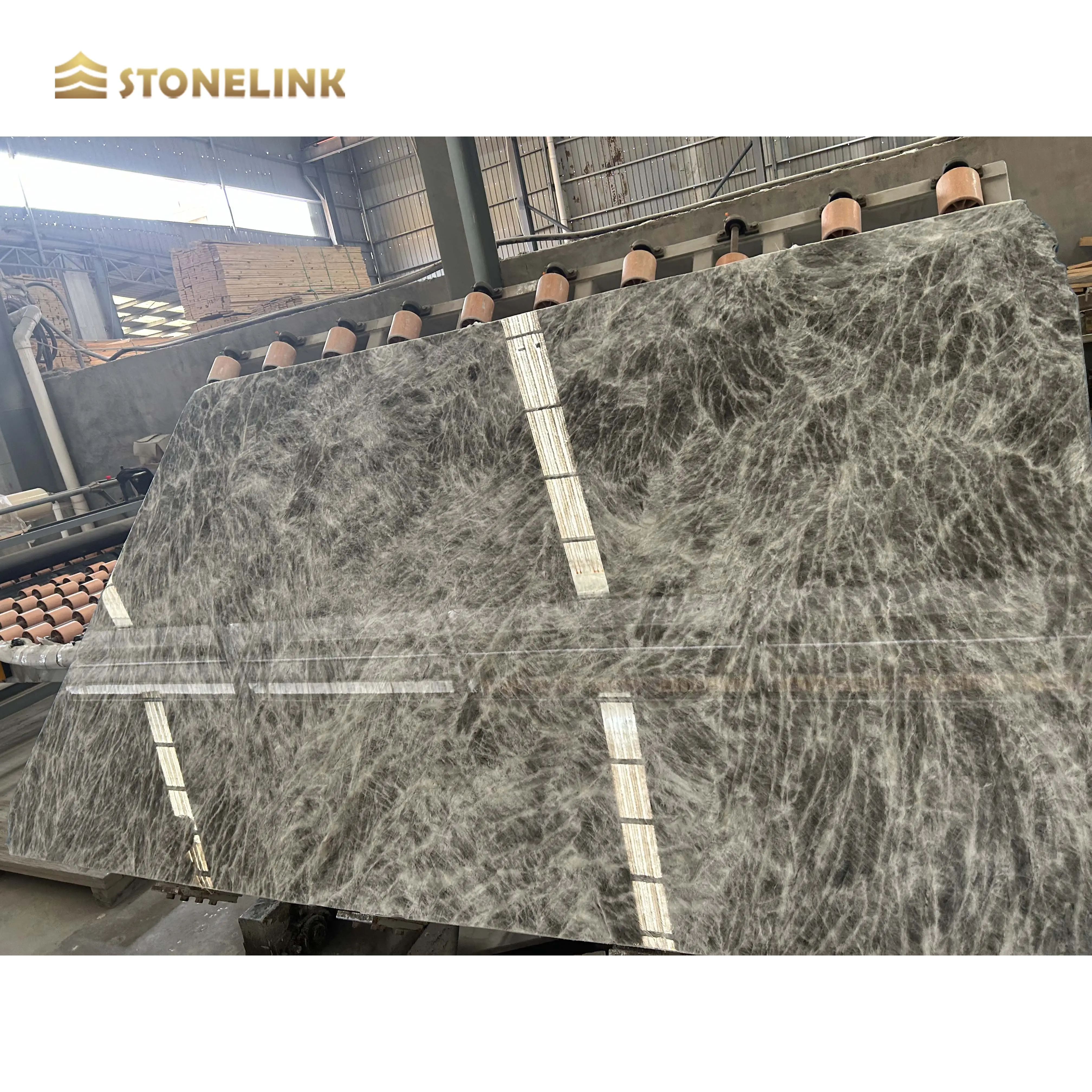 Marmo grigio nastro di fabbrica cinese lucido grande lastra di marmo naturale per pavimenti TV sfondo parete lastra di marmo grigio
