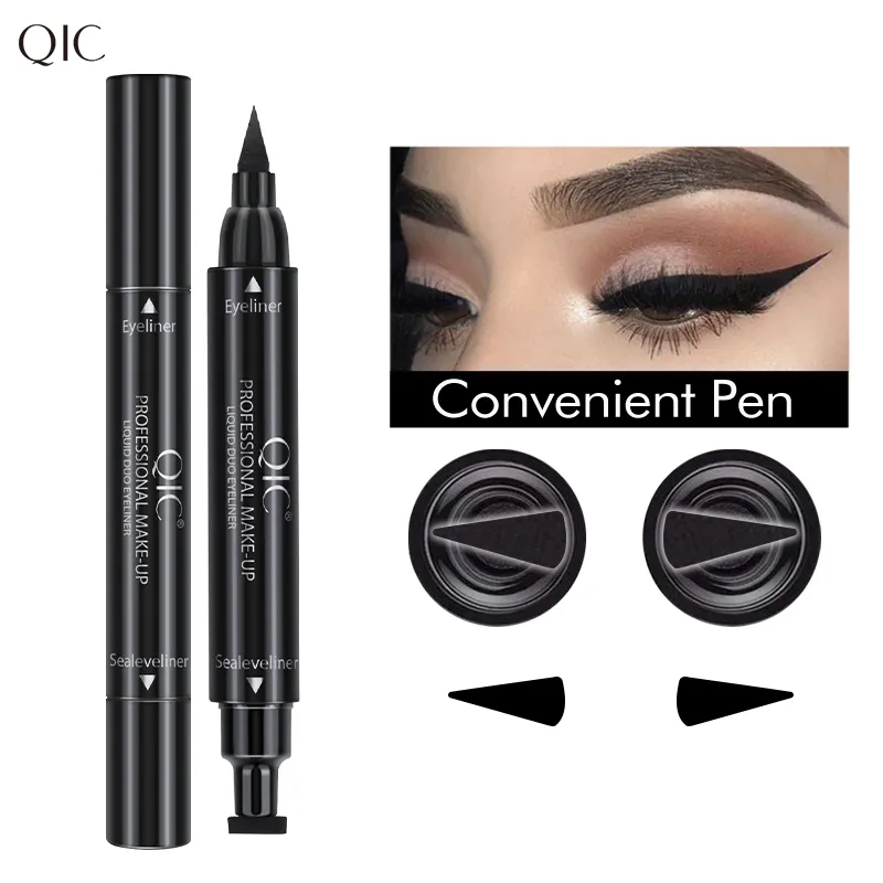 Penjualan terlaris kualitas tinggi Makeup berkepala ganda segel segitiga Eyeliner cap tahan lama stempel cair segel pena Eyeliner cair