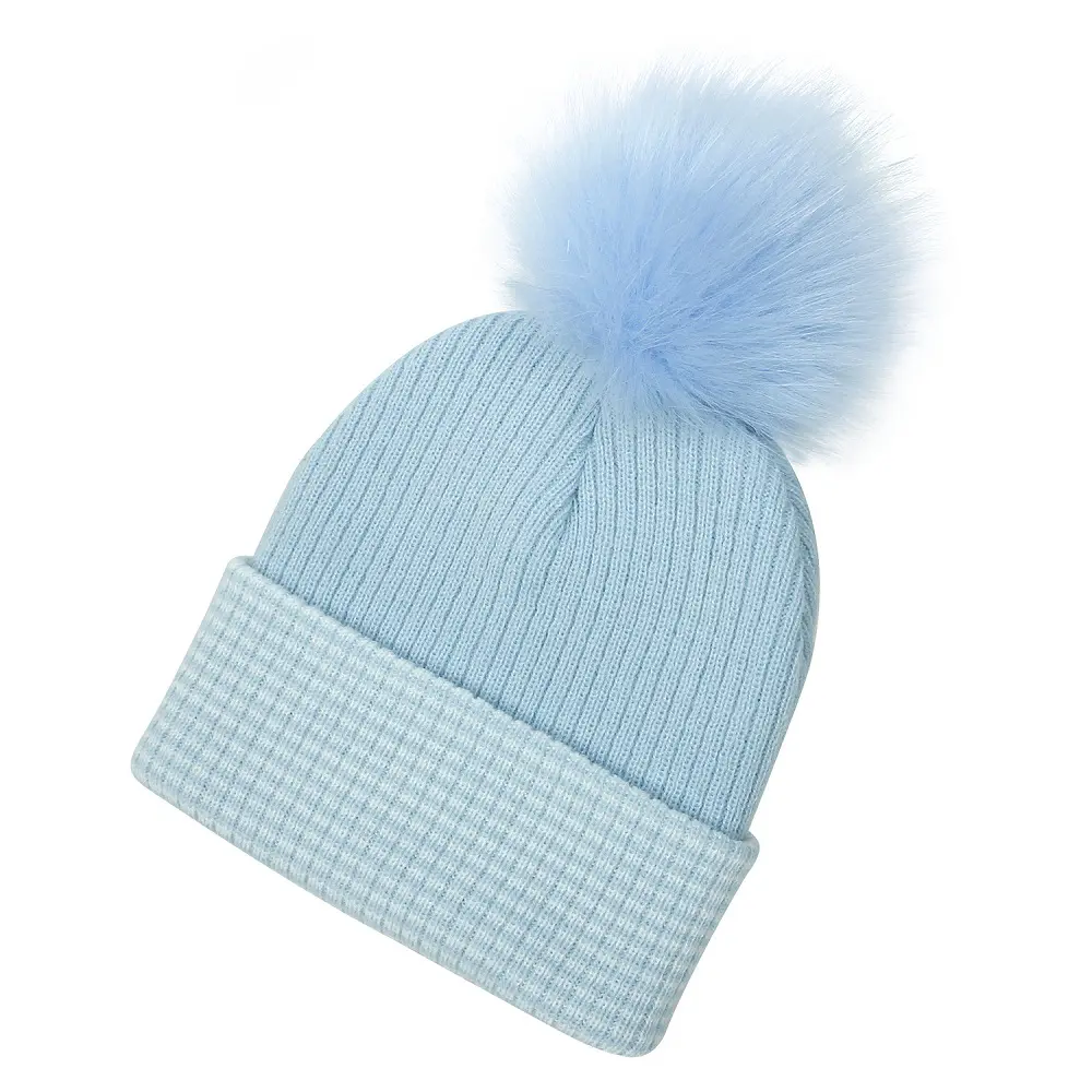 Comfortable baby winter warm pom pom beanie hat custom logo