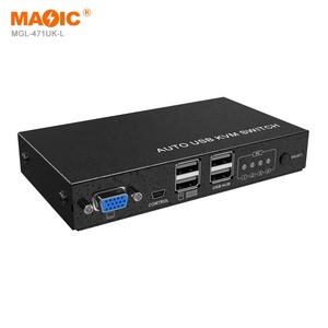 VGA KVM交换机4进1出4端口VGA USB KVM交换机4X1电脑笔记本电视显示器自动USB KVM交换机