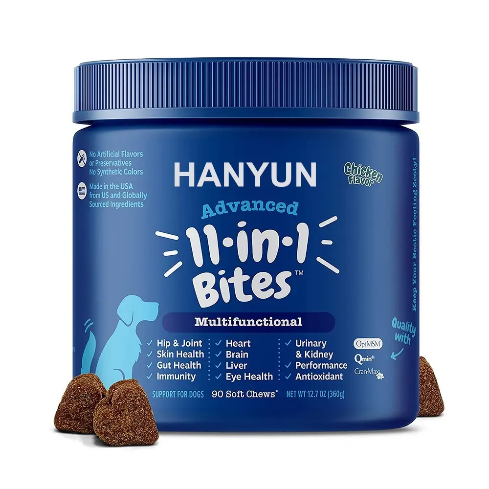 Hanyun glucosamina per cani supplemento dell'anca e dell'articolazione 120ct Soft Dog mastica con conanidina e supplemento di artrite MSM per animali domestici