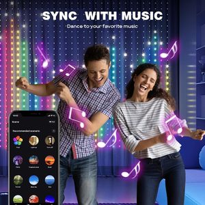 Smart Curtain <strong>String</strong> Light <strong>LED</strong> Hanging Fairy Light Pattern Text <strong>Programmable</strong> Music Sync Remote Christmas Lights Curtain Outdoor - Product Image 2