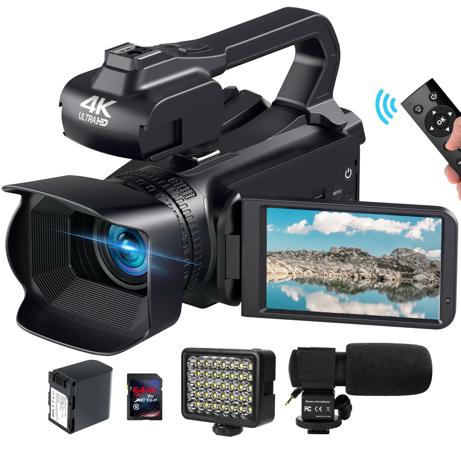 2023 Novo 64MP 4K Estabilizador Portátil Câmeras De Vídeo Selfie Disparo Contínuo Câmeras WiFi