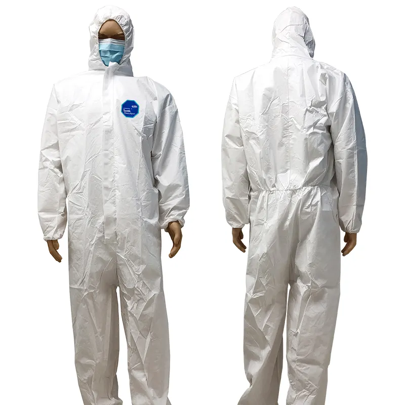 गैर बुना डिस्पोजेबल Hazmat सूट भारी रासायनिक स्प्रे सुरक्षा Coverall प्रकार 5/6 डिस्पोजेबल सुरक्षात्मक Coverall