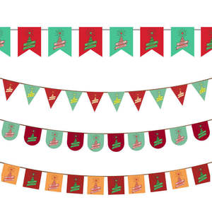 Huiyi Feliz Navidad decorativo rectángulo triángulo cadena banderines bandera promocional personalizado cadena bandera Banner - Product Image 1