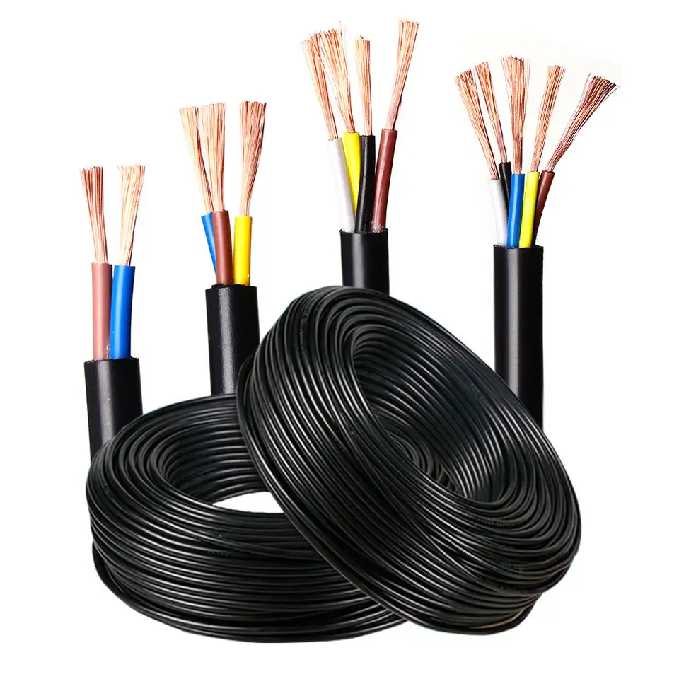 Câble en cuivre Flexible Rvv personnalisé 300/500v 4 câbles à noyau Pvc fil électrique blanc 1.0 1.5 2, 5 mm2 100m noyau en cuivre isolé