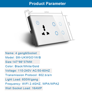 Smart Life App 4 Gang Wifi Switch presa Wifi universale intelligente presa WIFI a parete multifunzione elettrica a 3 Pin intelligente