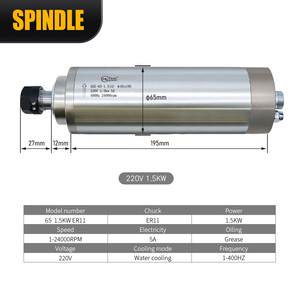110V 220V 380V 24000rpm ER11 <span class=keywords><strong>Collet</strong></span> 65mm trục chính Kit 1.5KW làm mát bằng nước trục chính cho gỗ làm việc - Product Image 3