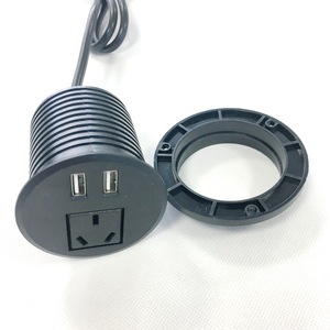 Hole <strong>Size</strong> 60mm AU Recessed Round Grommet Desktop Drawer Outlet with USB <strong>Port</strong> Hidden Recessed Power Strip with Usb for Furniture - Product Image 4