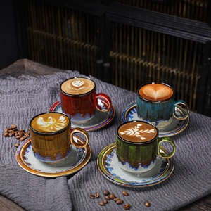Vintage Hand-painted Ceramic Coffee <strong>Cup</strong> and Plate Set Wholesale Latte <strong>Art</strong> <strong>Cup</strong> 150ml Retro Tea <strong>Cup</strong> Office Water Milk Mug - Product Image 3