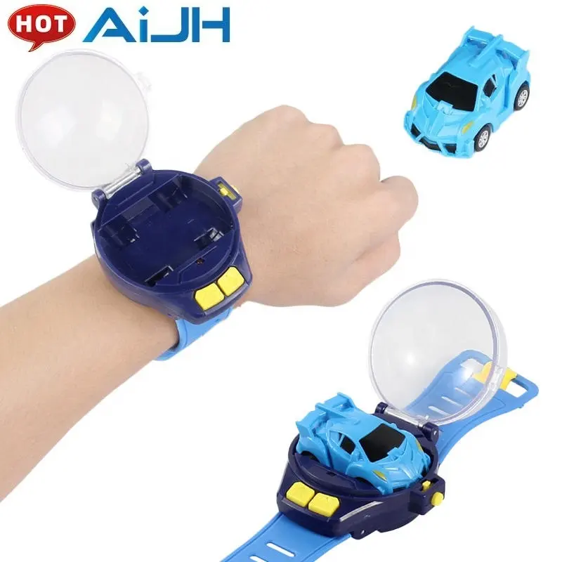 AiJH Hot Mini Electronic RC Car Cute Cartoon Watch Mini Watch Remote Control Car Rechargeable 2.4G RC Car For Kids Toy
