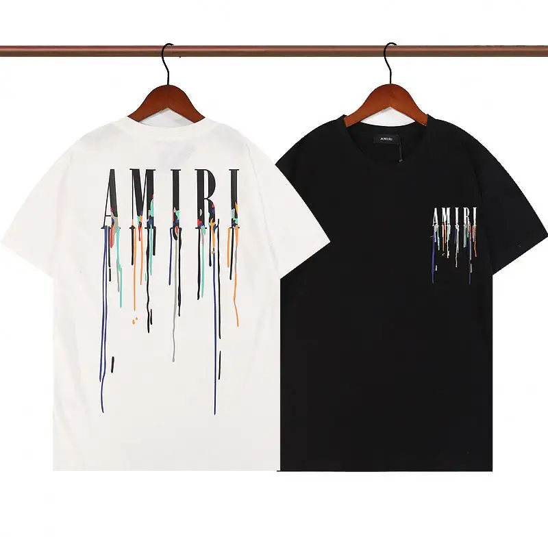 Amiry Camiseta de moda masculina e feminina, camiseta casual de manga curta de algodão de alta qualidade estampada hip hop de luxo