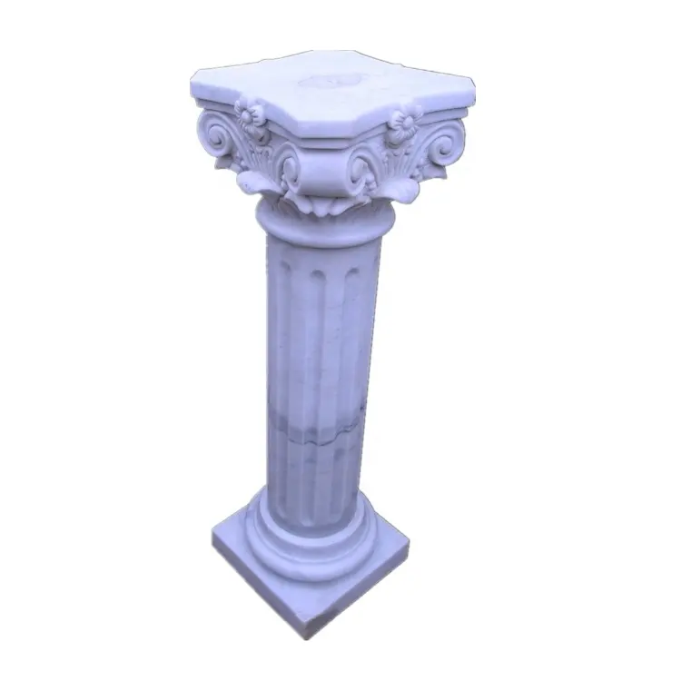 Украшение для помещений, стойка из белого мрамора для продажи, столб из натурального камня, садовая круглая мраморная колонна