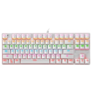 Teclado mecánico para videojuegos con retroiluminación RGB, teclas reemplazables con interruptores azules, Color blanco