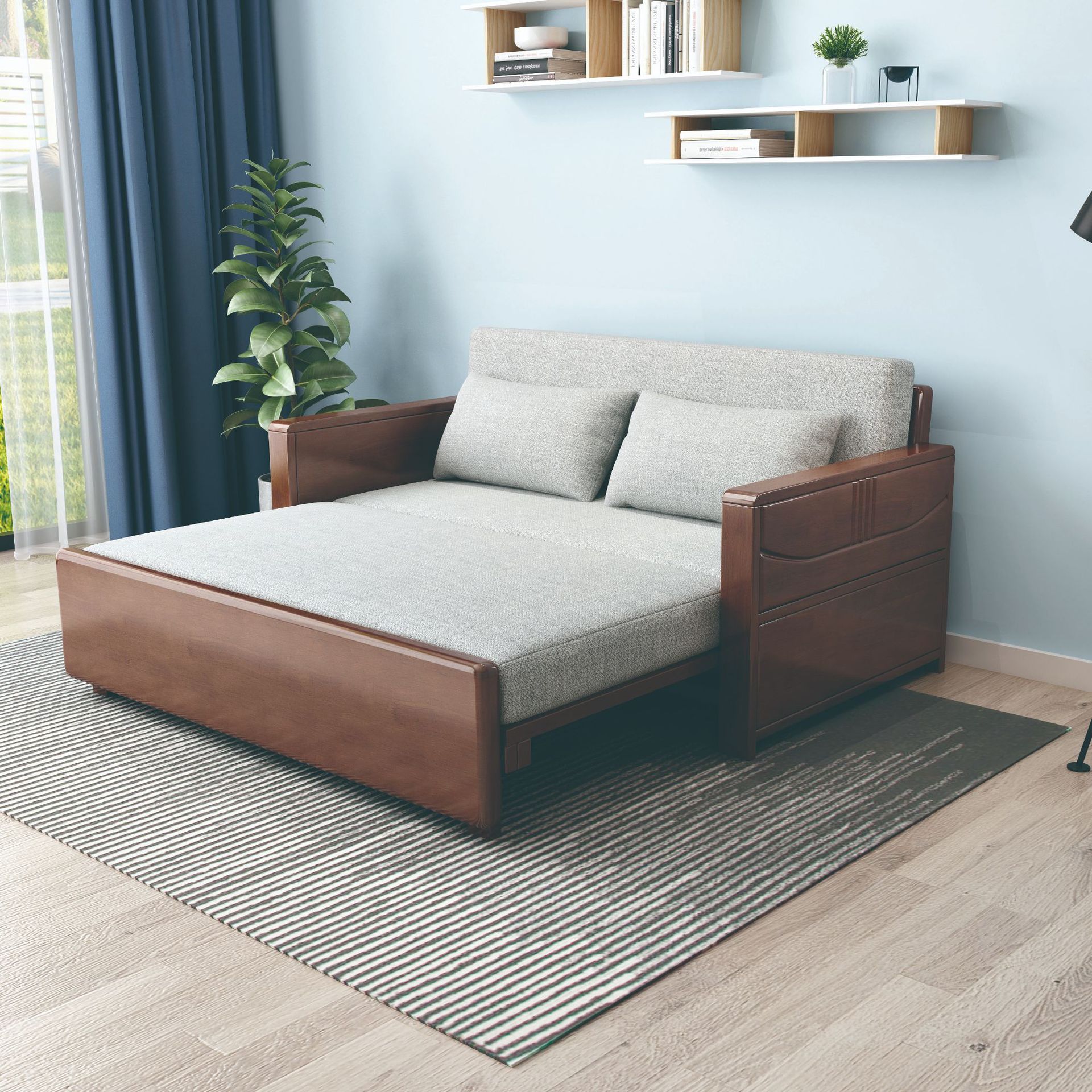 Walnut-colored solid wood