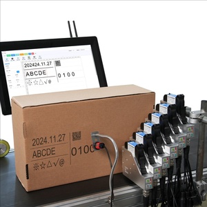 Impresora de código de barras de inyección de tinta térmica portátil para máquina de codificación de fecha de caducidad, función de empalme sin costuras con 1-8 cabezales de impresión