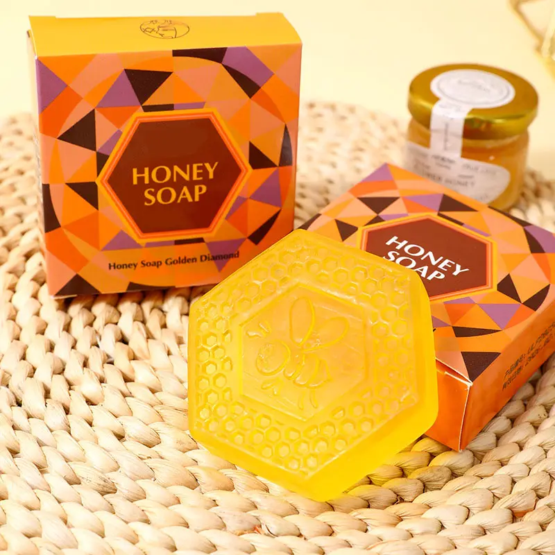 Sabun Bar wajah & Tubuh Label pribadi sabun madu lebah oranye untuk pembersihan sehari-hari anti-penuaan